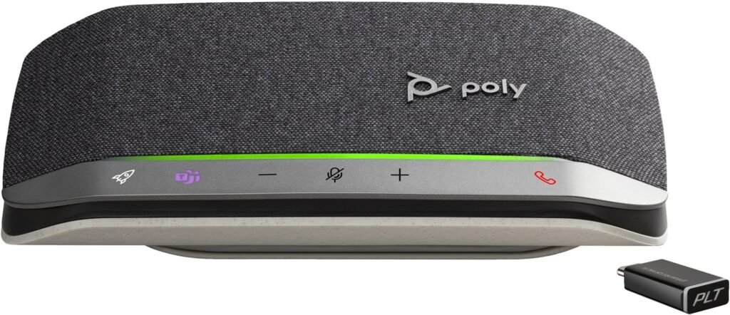 Altavoz inteligente Poly Sync 40 para reuniones híbridas y salas de juntas.
