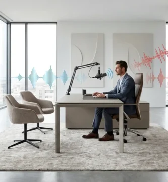 Análisis de acústica en despacho profesional y uso de micrófonos para sonar mejor a la hora de utilizar la voz en los negocios.