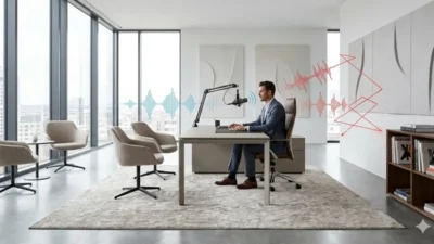 Análisis de acústica en despacho profesional y uso de micrófonos para sonar mejor a la hora de utilizar la voz en los negocios.